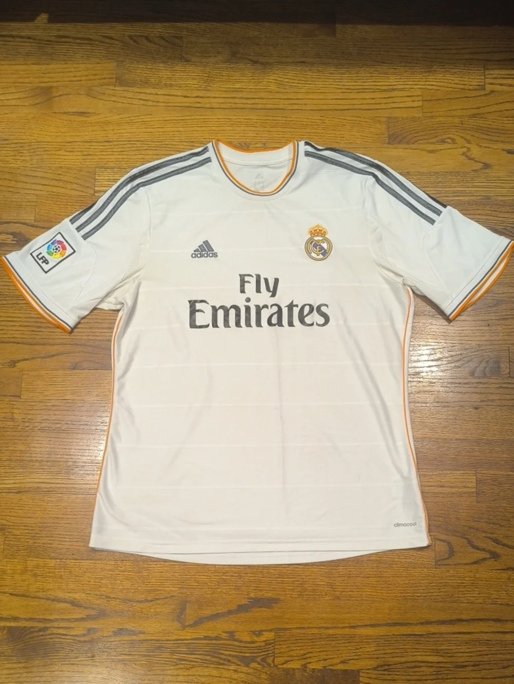 adidas Real Madrid Home Jersey - White with Orange and Gray Trim